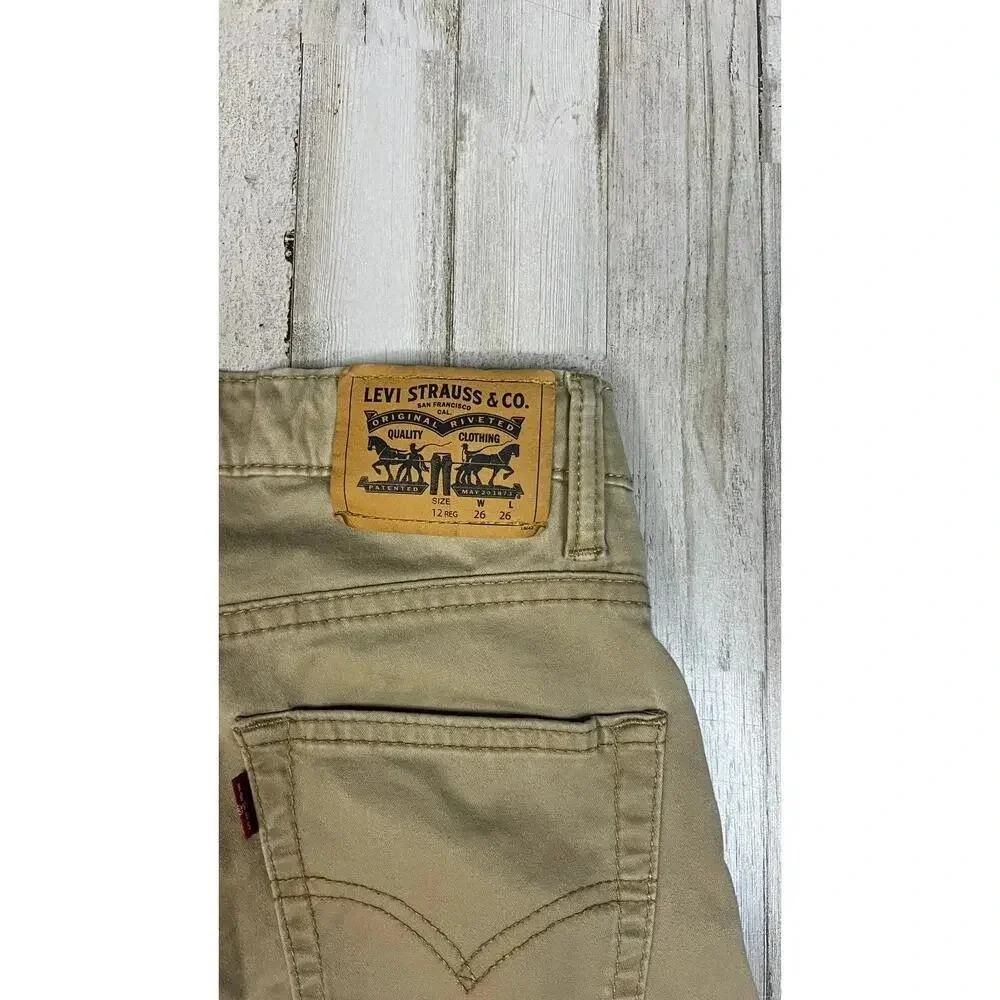 Levi's 511 Slim‎ Khaki Tan Pants Youth Kids Size 12 Adjustable Waistband